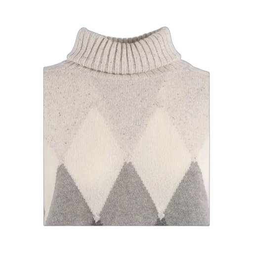 Turtleneck Diamond-Pattern Sweater