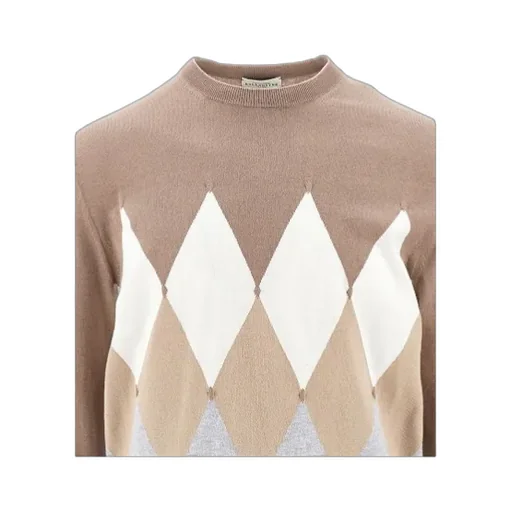 Geometric-Print Fine-Knit Jumper