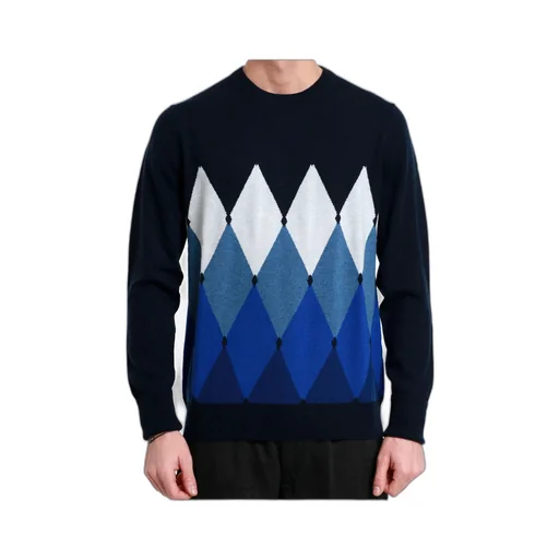 Diamond-Printed Round Neck Jumper