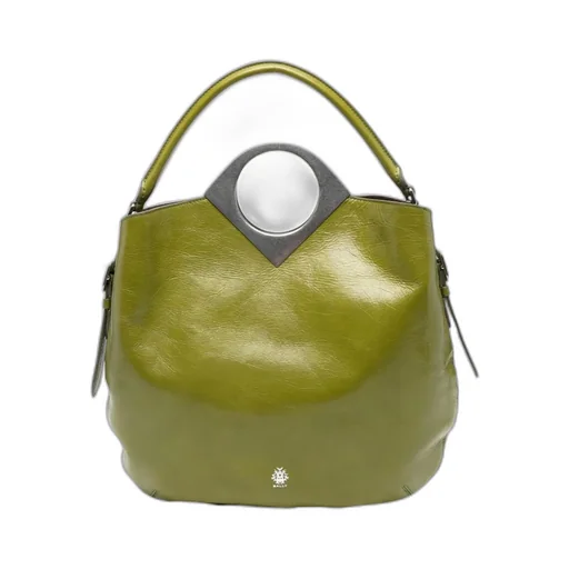 Anni Moon Circular-Handle Leather Tote Bag