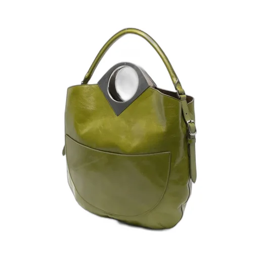 Anni Moon Circular-Handle Leather Tote Bag