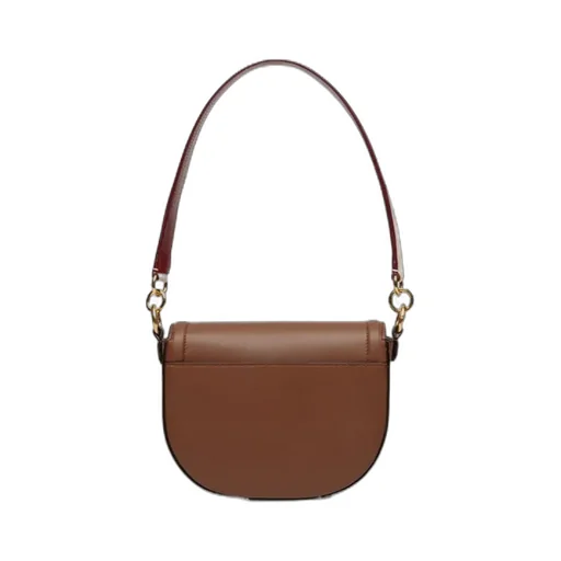 Logo-Stamp Foldover Top Shoulder Bag