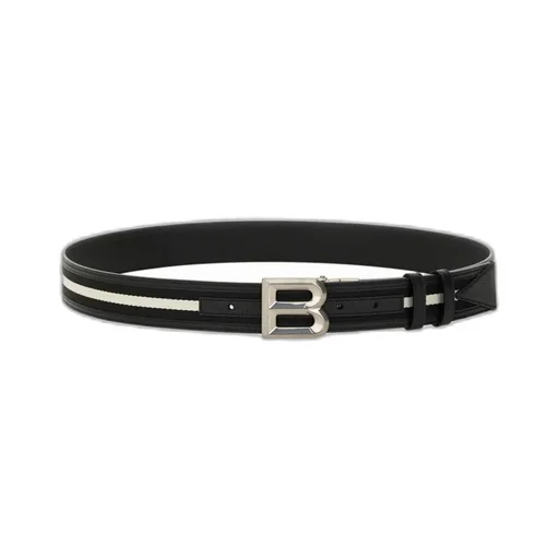 Logo-Buckle Stripe-Detailed Belt