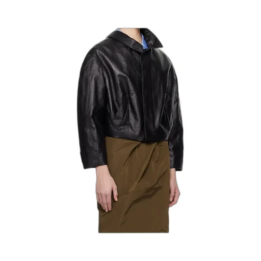 Long-Sleeved Leather Jacket