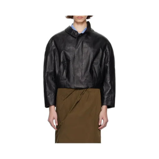 Long-Sleeved Leather Jacket