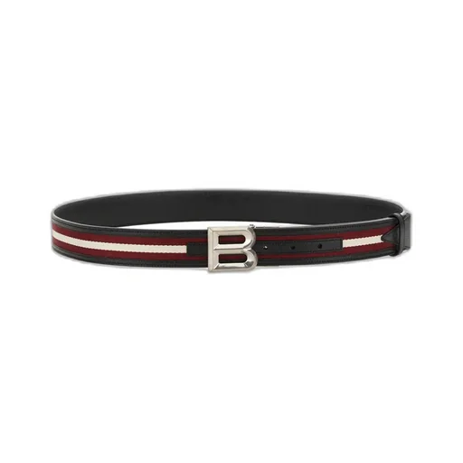Logo-Buckle Stripe-Detailed Belt
