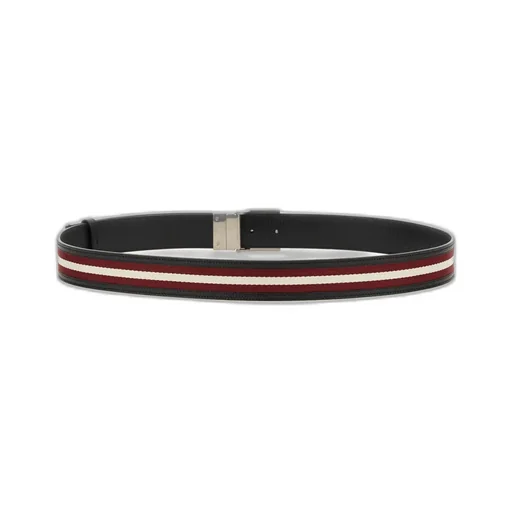 Logo-Buckle Stripe-Detailed Belt