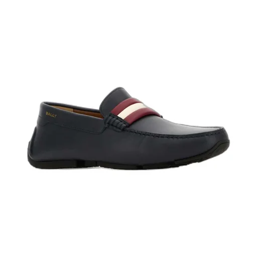 Logo Printed Striped Slip-On Loafers