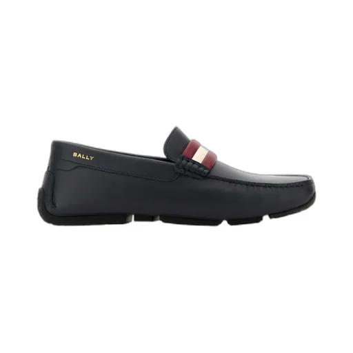 Logo Printed Striped Slip-On Loafers