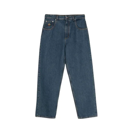 Logo Embroidered Straight-Leg Jeans