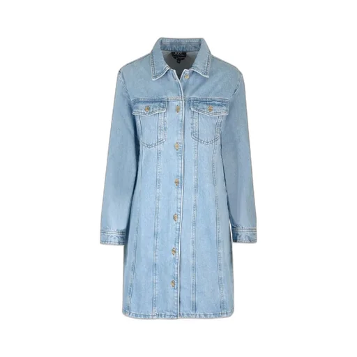 Long-Sleeved Denim Shirt Dress