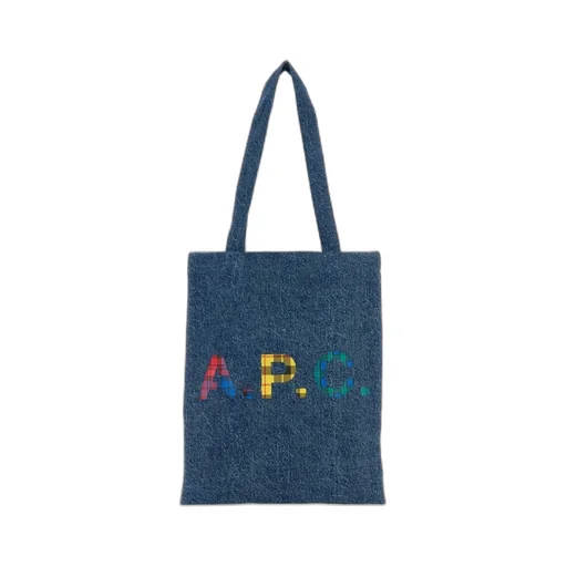 Logo-Printed Denim Shopping Bag