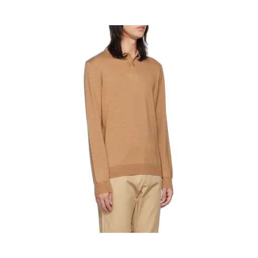 Long-Sleeve Wool Polo Shirt