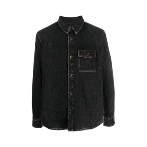 Buttoned Long-Sleeved Denim Shirt