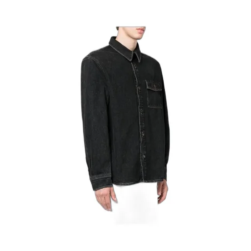 Buttoned Long-Sleeved Denim Shirt