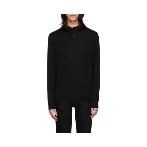 Long-Sleeved Knitted Polo Shirt