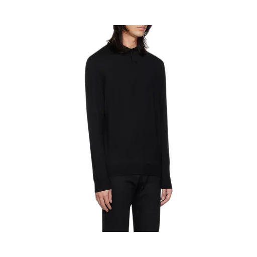 Long-Sleeved Knitted Polo Shirt