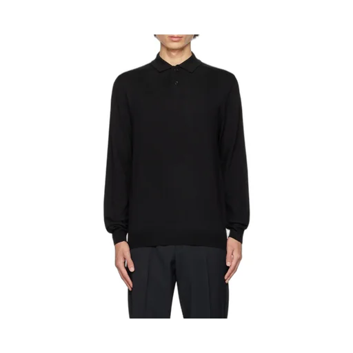 Long-Sleeved Knitted Polo Shirt