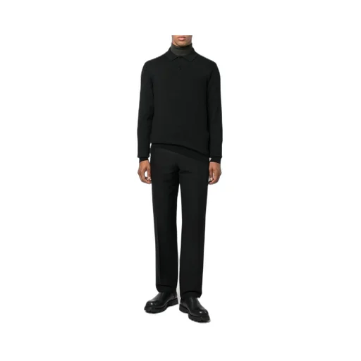 Long-Sleeved Knitted Polo Shirt