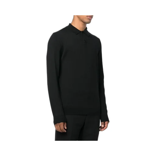 Long-Sleeved Knitted Polo Shirt