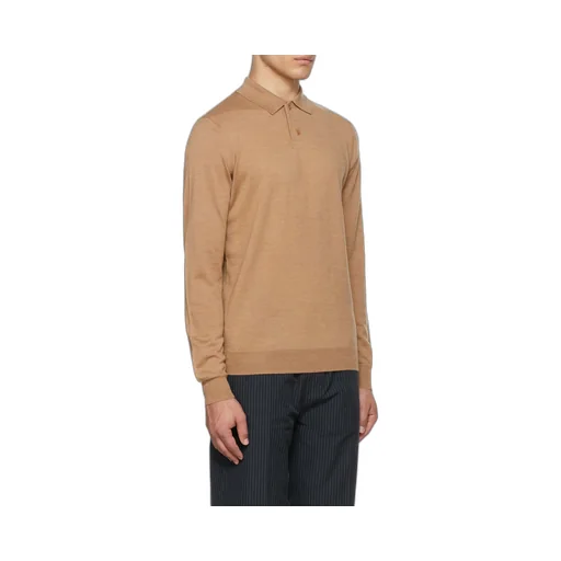 Long-Sleeve Wool Polo Shirt
