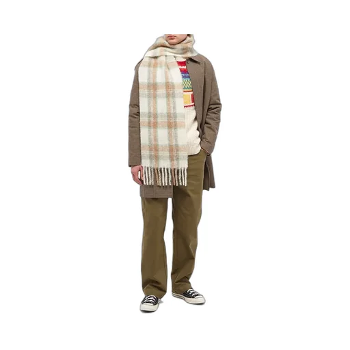 Checked Fringe-Detail Scarf