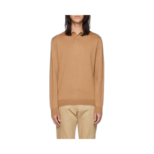 Long-Sleeve Wool Polo Shirt