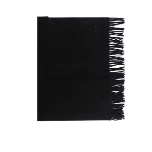 Logo Embroidered Fringed Scarf