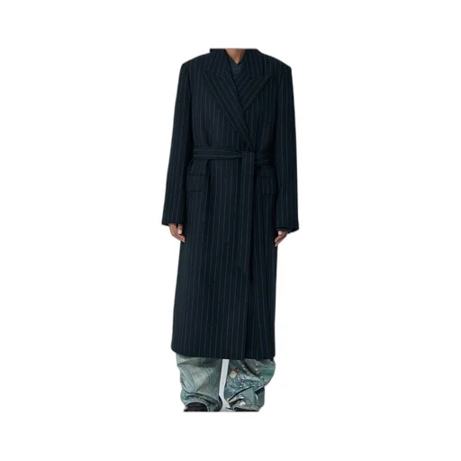 Belted Pinstripe Coat