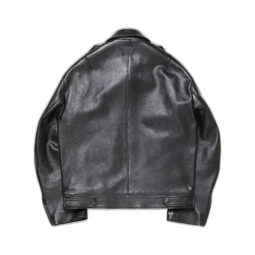 Buckle-Belt Zipped Leather Jacket