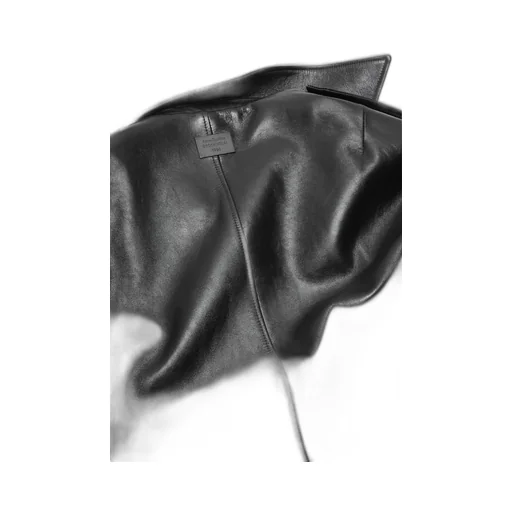 Buckle-Belt Zipped Leather Jacket
