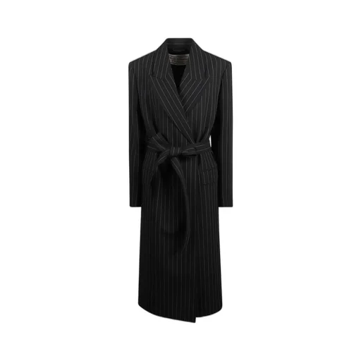 Belted Pinstripe Coat
