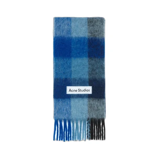 Checked Fringed-Edge Scarf