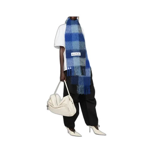 Checked Fringed-Edge Scarf