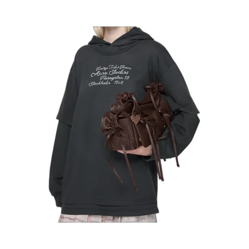 Lettering-Detail Double-Layered Hoodie