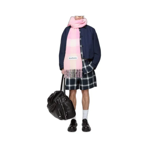 Logo Patch Checked Scarf