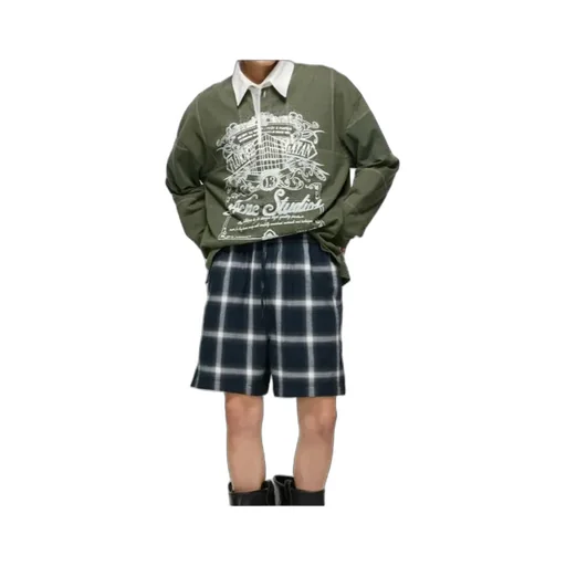 Graphic Printed Long Sleeved Polo Shirt