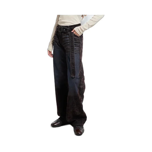 Belted Loose-Leg Jeans