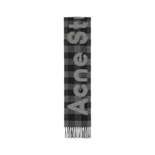 Logo Detailed Checked Scarf