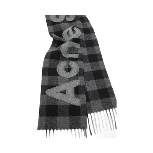 Logo Detailed Checked Scarf