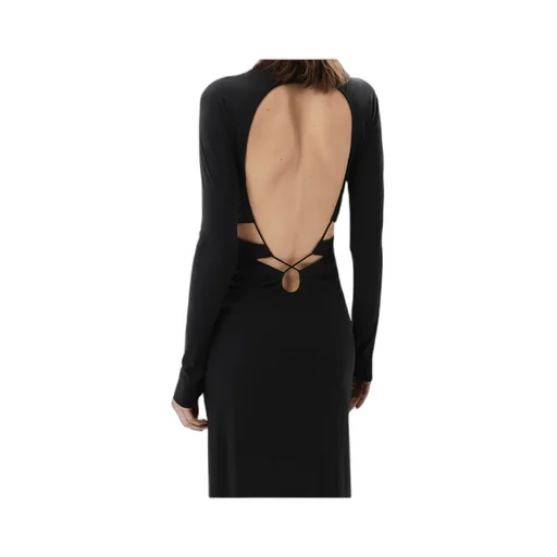 Jenna Roll-Neck Open-Back Dress