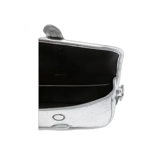 Metallic-Leather Flap Shoulder Bag