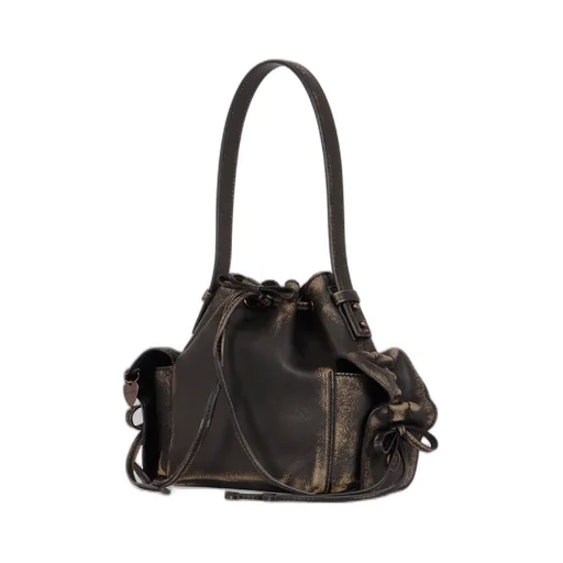 Leather Drawstring Mini Bag