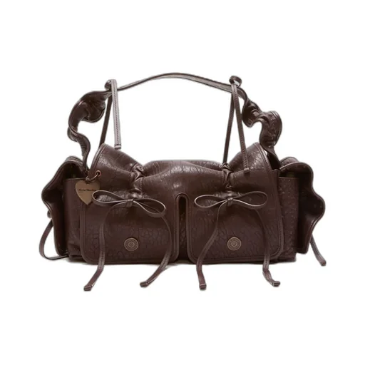 Multi-Pocket Leather Shoulder Bag