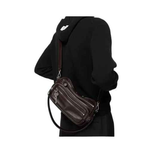 Camero Party Key-Charm Leather Shoulder Bag