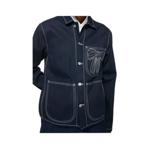 Bow-Embroidered Denim Jacket