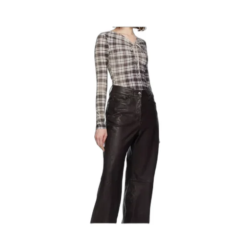 Check Patterned Ruched Top