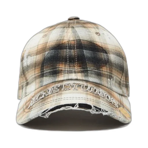Logo Embroidered Checked Cap