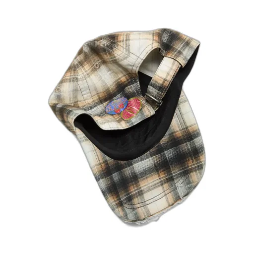 Logo Embroidered Checked Cap