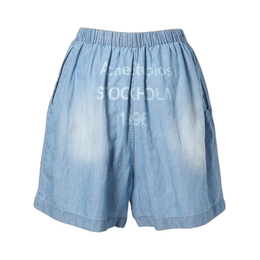 Logo Printed Denim Shorts